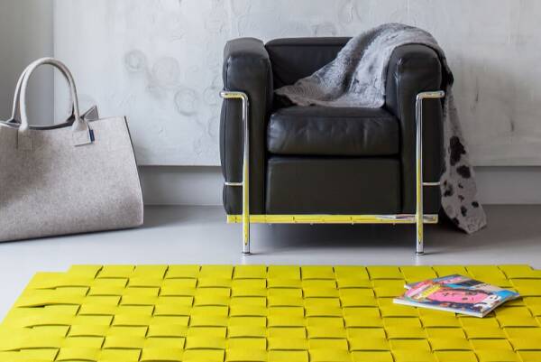 Filzteppich, Hey Sign, rechteckig Teppichgeflecht 10 einfarbig 180 x 240 cm Limone 30251