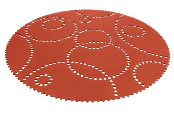 Designmatta Stamp – Rund ekologisk matta från Hey-Sign 120 cm Ljusgrå melerad 1017