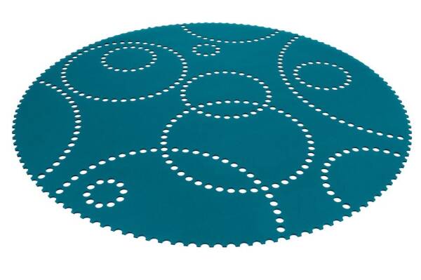 Designmatta Stamp – Rund ekologisk matta från Hey-Sign 120 cm Ljusgrå melerad 1017